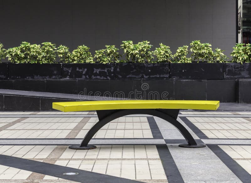 Modern yellow bench stock photo. Image of furniture, board 43158970