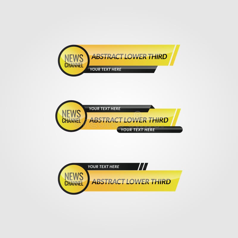 Modern Yellow Lower Third Set For Video Vector Design Stock Vector