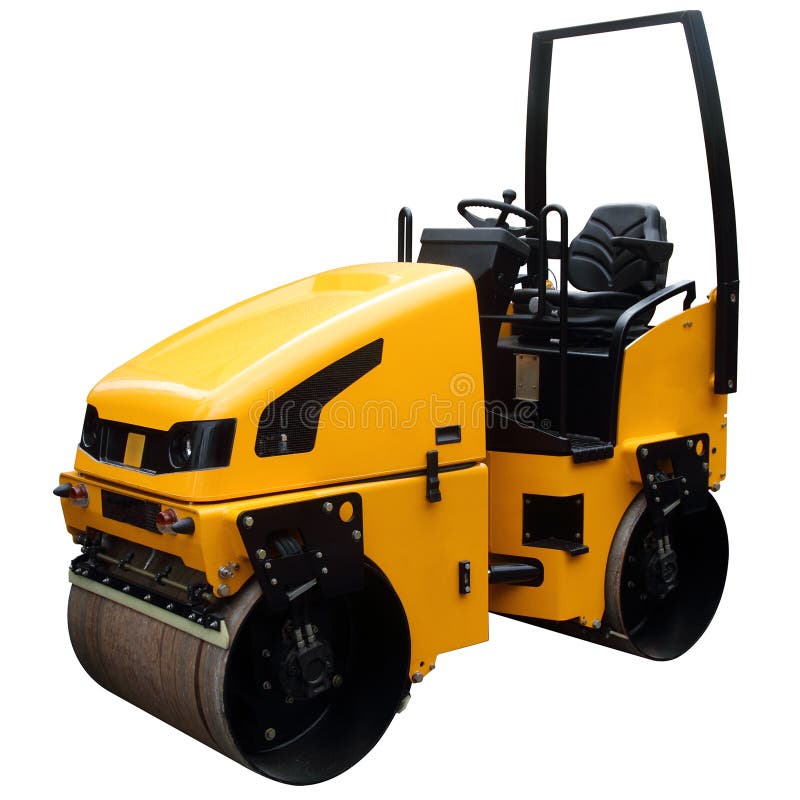 Modern yellow road-roller royalty free stock photos