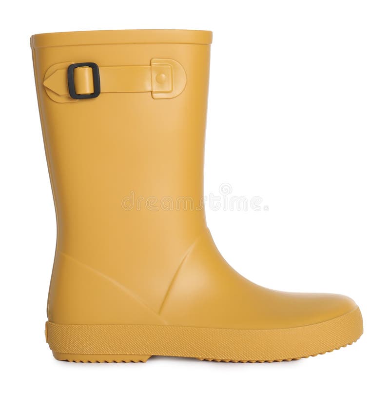 Modern Yellow Rubber Boot Isolated on White Stock Image Image of footwear, shoe 231355019