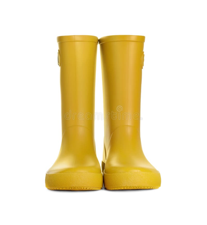 Modern Yellow Rubber Boots Isolated on White Stock Image Image of