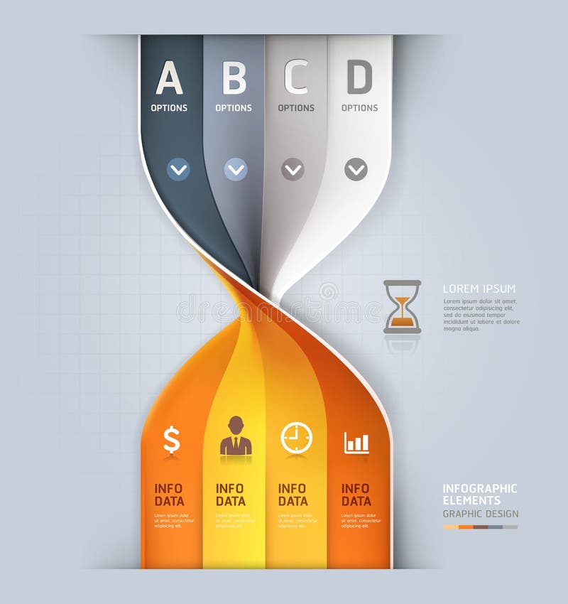 Moderna alternativ för diagram för information om sandklockaspiral. stock illustrationer Moderna alternativ för diagram för information om sandklockaspiral. stock illustrationer