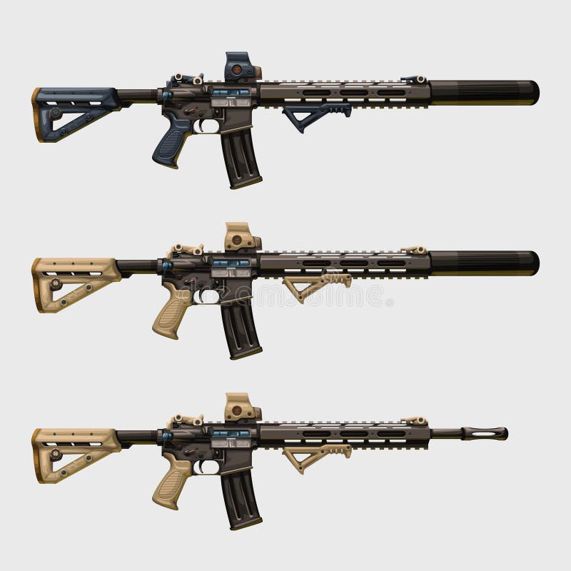 Pixel art m4 rifle m16 ícone de vetor de arma de fogo para jogo de