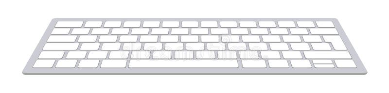Moderne Aluminiumcomputertastatur lokalisiert auf weißem Hintergrund Auch im corel abgehobenen Betrag stock abbildung