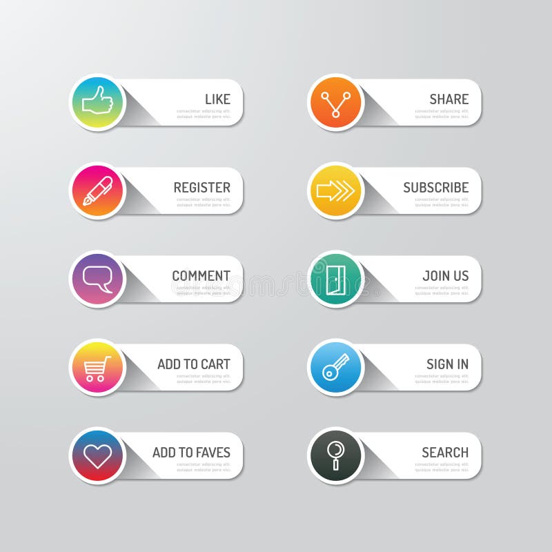 Moderne bannerknoop met de sociale opties van het pictogramontwerp Zieke vector vector illustratie Moderne bannerknoop met de sociale opties van het pictogramontwerp Zieke vector vector illustratie