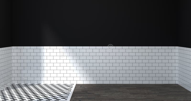 Moderne binnenlandse badkamers, toilet, douche, 3D Illustratie van het huisontwerp voor exemplaar ruimte achtergrond witte tegelb stock illustratie Moderne binnenlandse badkamers, toilet, douche, 3D Illustratie van het huisontwerp voor exemplaar ruimte achtergrond witte tegelb stock illustratie
