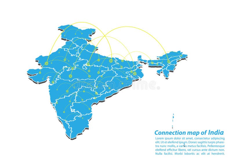 Moderne de la conception de réseaux de connexions de carte d'Inde, le meilleur concept d'Internet des affaires de carte d'Inde de illustration libre de droits Moderne de la conception de réseaux de connexions de carte d'Inde, le meilleur concept d'Internet des affaires de carte d'Inde de illustration libre de droits