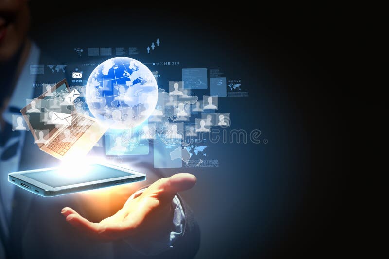 Moderne drahtlose Technologie und Sozialmedien lizenzfreie stockfotografie
