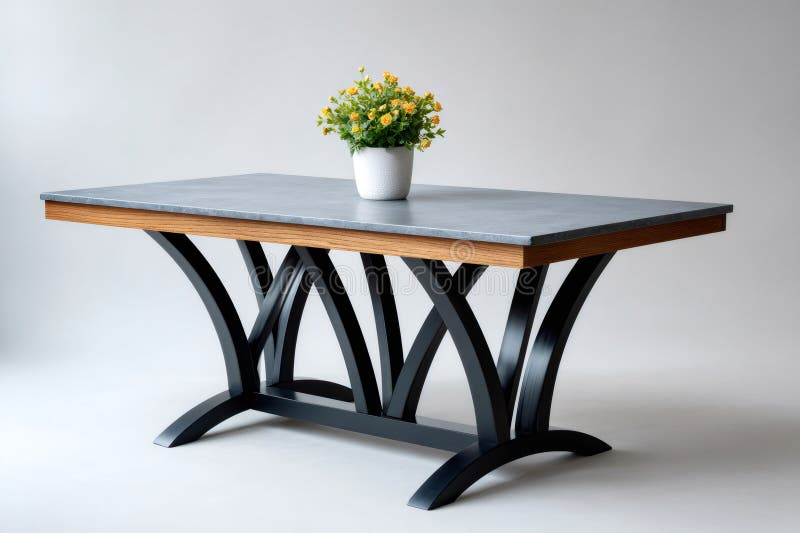 Moderne eettafel met stenen blad en minimalistisch design royalty-vrije illustratie