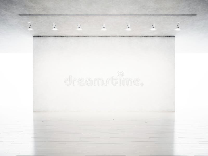 Moderne Galerie der Fotoausstellung Leere Betonmauer im Museum der zeitgenössischen Kunst Industrielle Innenart mit Weiß