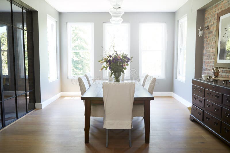 Modern furnished domestic dining room, without people. Modern furnished domestic dining room, without people