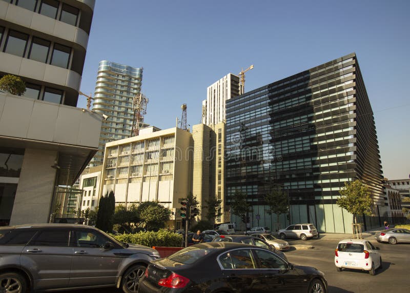 Moderne high-rise gebouwen in het centrum van Beiroet, Libanon geïllustreerde architectuur royalty-vrije stock fotografie Moderne high-rise gebouwen in het centrum van Beiroet, Libanon geïllustreerde architectuur royalty-vrije stock fotografie
