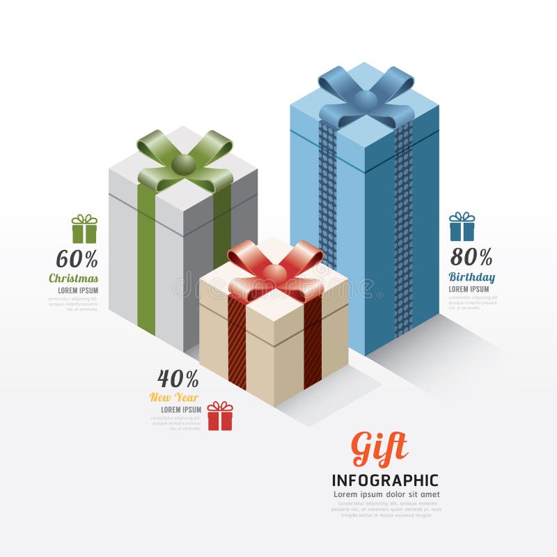 Moderne infographicselementen van de giftdoos Ontwerp Vectorillustratio vector illustratie Moderne infographicselementen van de giftdoos Ontwerp Vectorillustratio vector illustratie