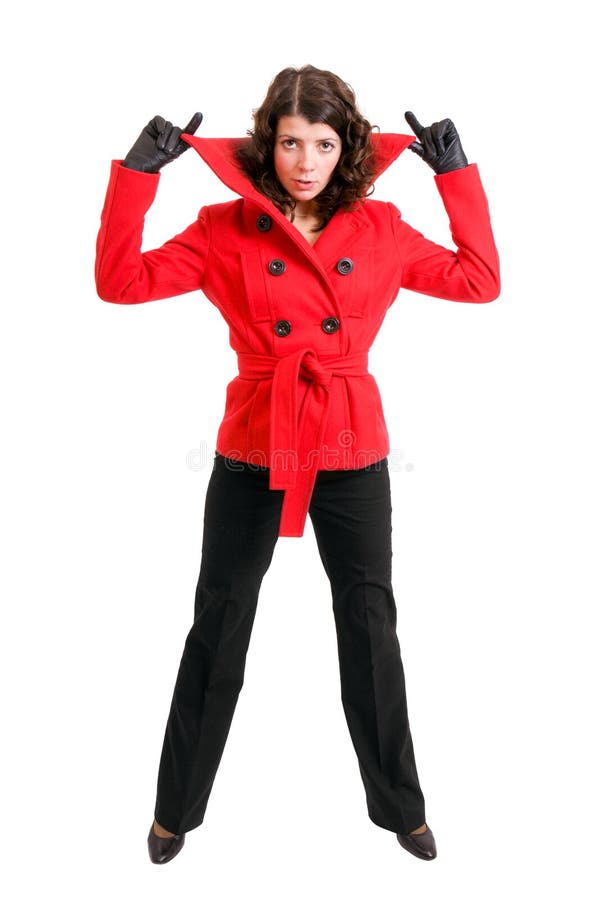 Moderne junge Dame mit ihren Händen oben lizenzfreie stockfotografie Moderne junge Dame mit ihren Händen oben lizenzfreie stockfotografie