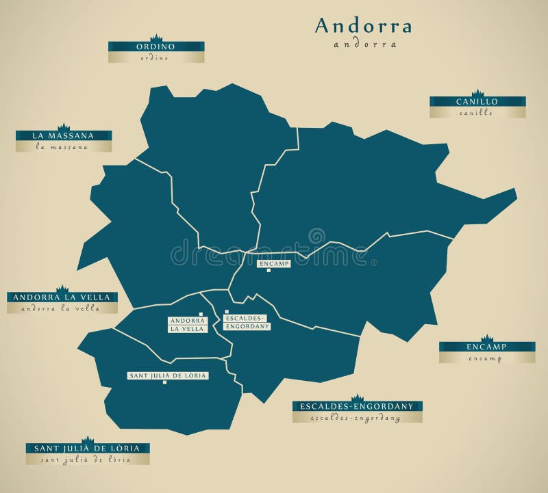 De Kaart En De Steden Van Andorra Vector Illustratie ... De Kaart En De Steden Van Andorra Vector Illustratie ...