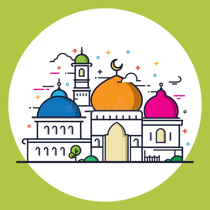 Moderne Linie Art islamische Moschee stock abbildung Moderne Linie Art islamische Moschee stock abbildung