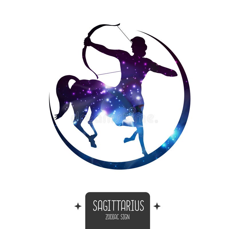 Moderne Magic Hexereikarte mit Astrologieschützesternzeichen. Schützeschattenbild mit Raum Inside stock abbildung