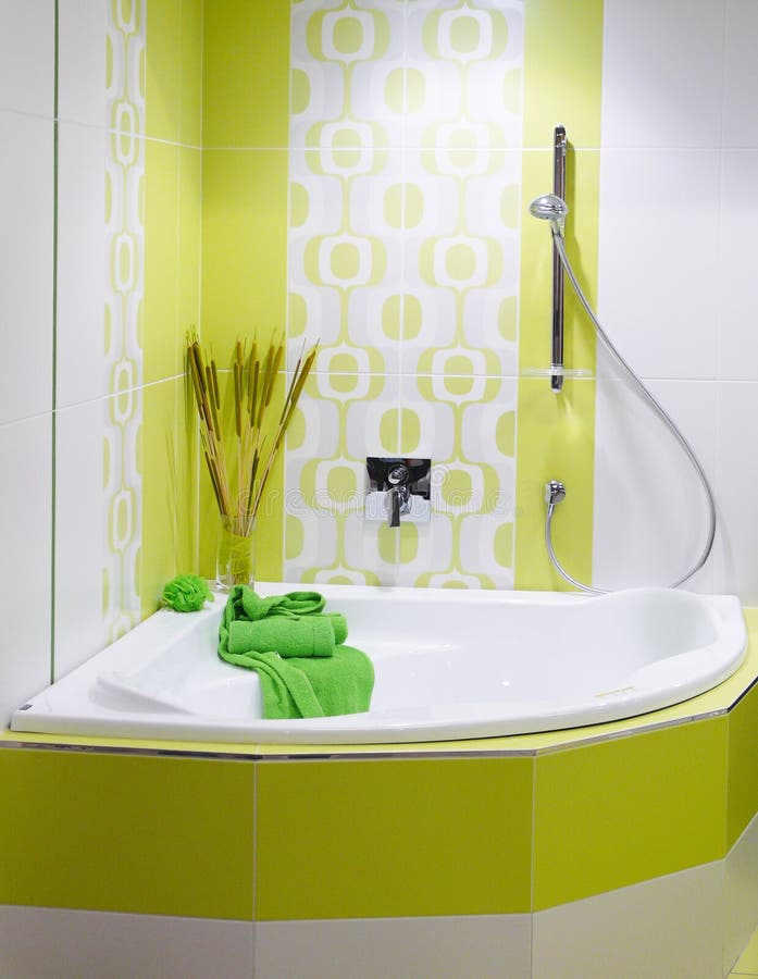 Elegance modern designer bathroom in green and white hues. Elegance modern designer bathroom in green and white hues