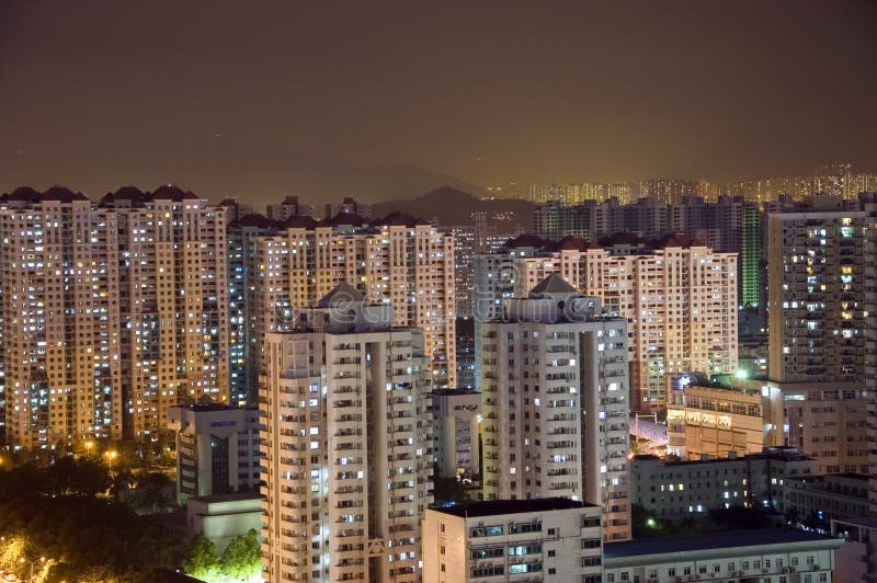 Moderne 's nachts cityscape