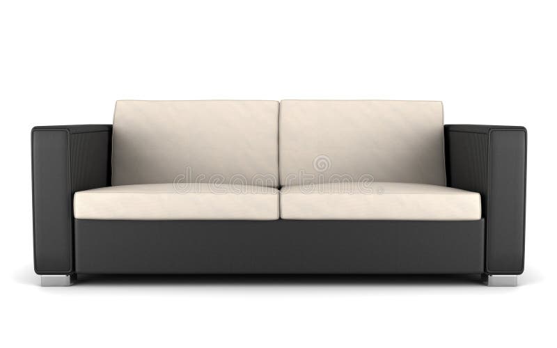 Moderne schwarze und beige Couch getrennt auf Weiß