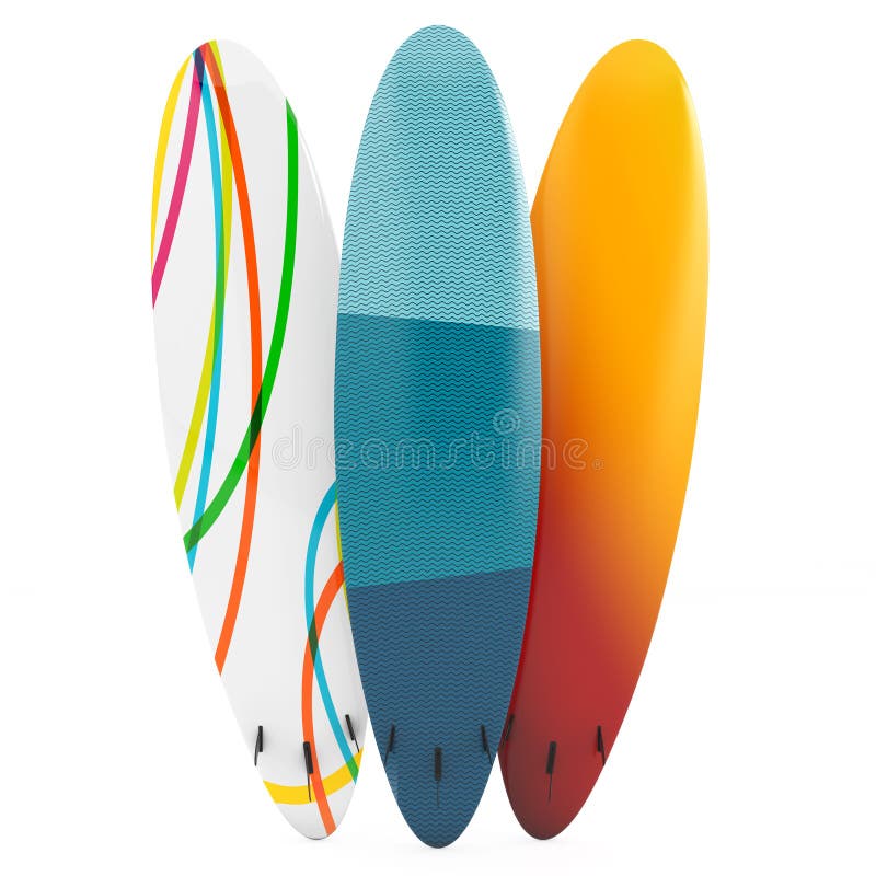 Moderne Surfbretter mit Flossen Wiedergabe 3d stock abbildung Moderne Surfbretter mit Flossen Wiedergabe 3d stock abbildung