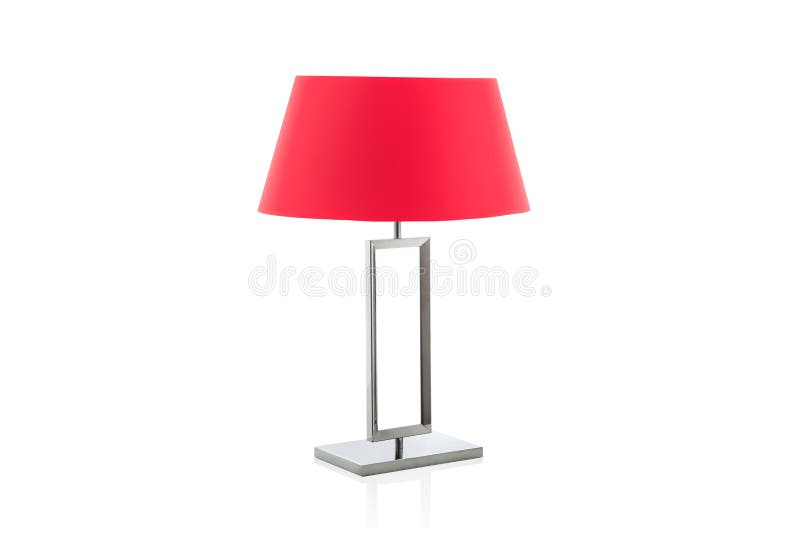 Moderne Tischlampe mit kleinem Lachslampenschirm stockfoto Moderne Tischlampe mit kleinem Lachslampenschirm stockfoto