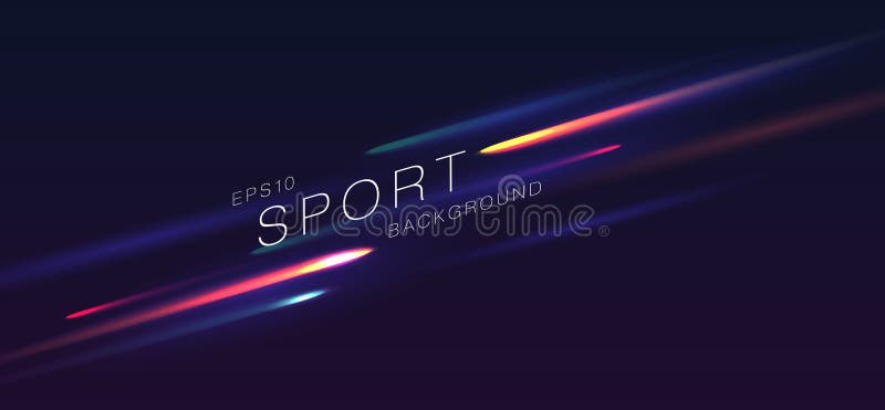 Moderner abstrakter dynamischer Sporthintergrund mit Neonbeleuchtung im dunklen Hintergrund Nachtwerbewerbung Dynamische Abdeckun vektor abbildung