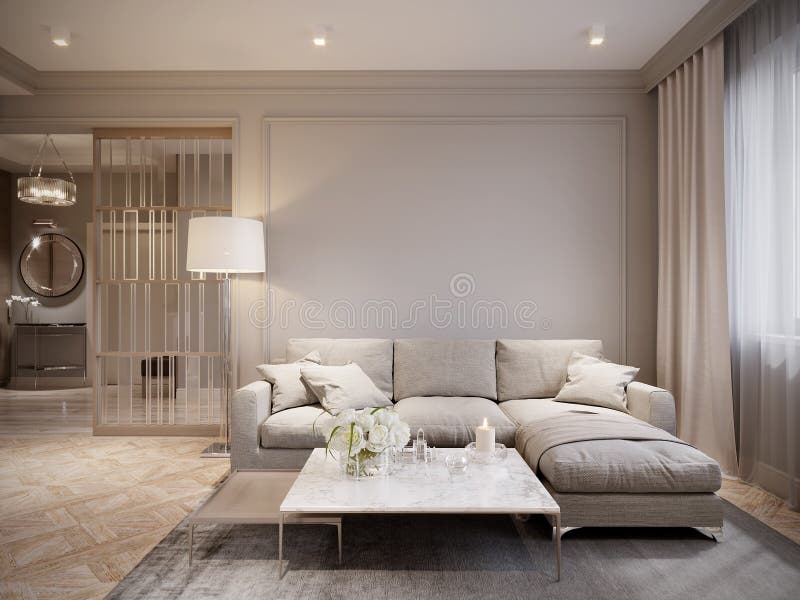 Moderner beige Gray Living Room Interior Design