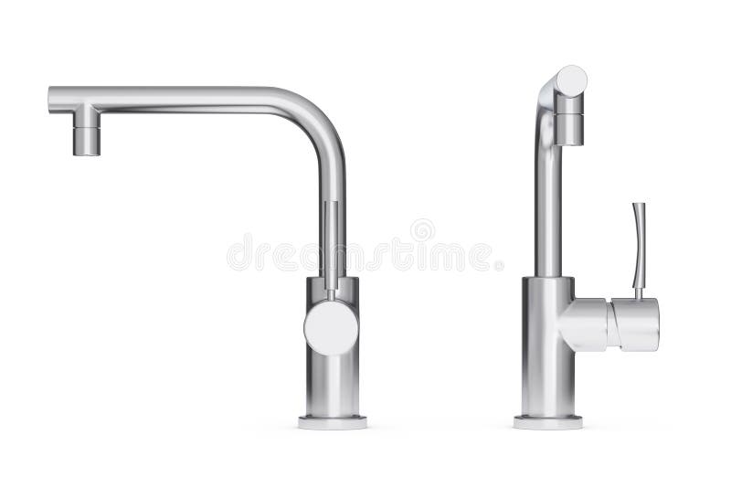 Moderner Edelstahl-Küchen-Wasser-Hahn, Hahn Wiedergabe 3d stock abbildung