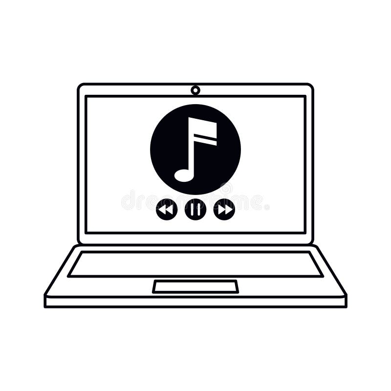Moderner Entwurf Laptopmusikspieler-APP vektor abbildung