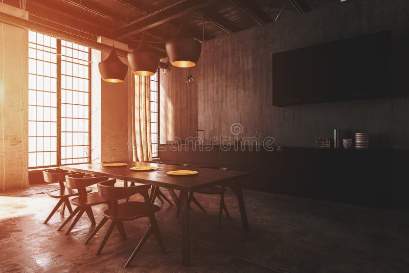 Esszimmer In Der Zeitgenössischen Art Mit Modernen Stühlen Und Einer