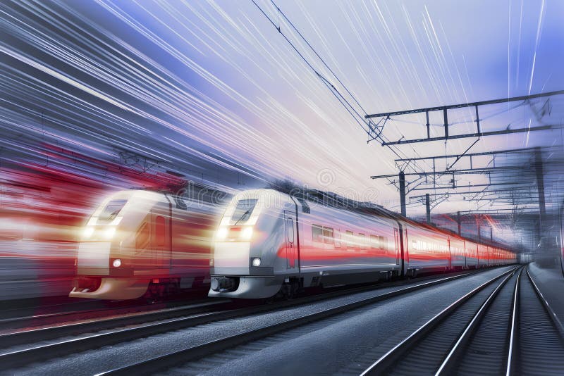 Moderner Hochgeschwindigkeitszug. Neuronale Netzai generiert stock abbildung