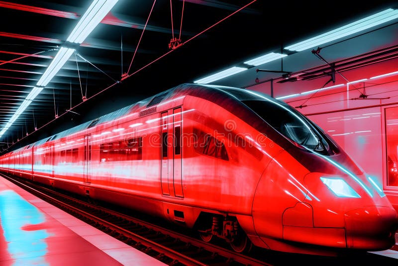 Moderner Hochgeschwindigkeitszug. Neuronale Netzai generiert stockfotos