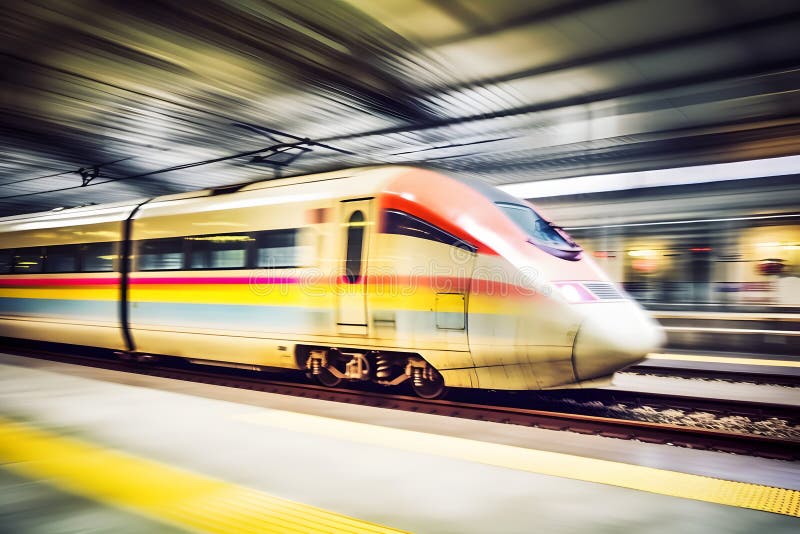 Moderner Hochgeschwindigkeitszug. Neuronale Netzai generiert lizenzfreies stockbild
