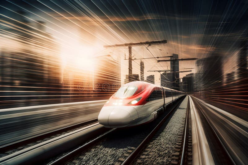 Moderner Hochgeschwindigkeitszug. Neuronale Netzai generiert lizenzfreie abbildung