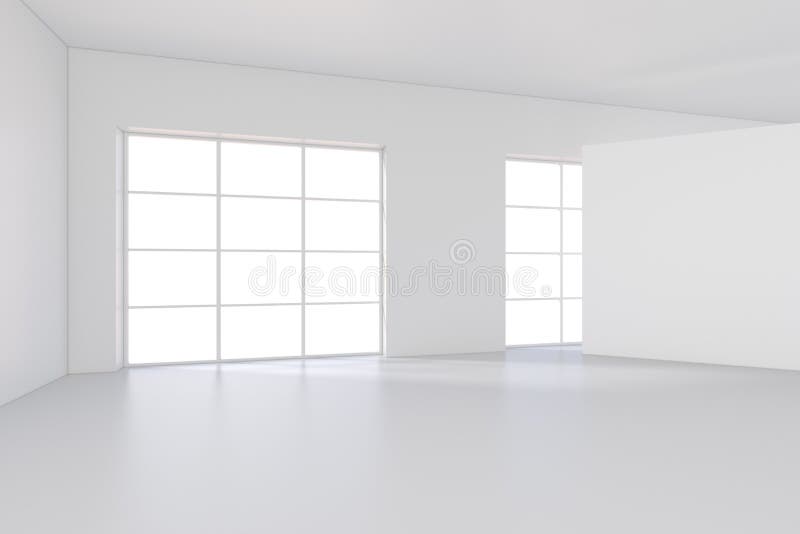 Moderner Raum mit leerer weißer Anschlagtafel Spott oben, Wiedergabe 3D vektor abbildung