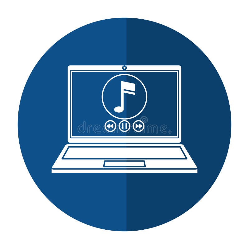 Moderner Schatten Laptopmusikspieler-APP vektor abbildung