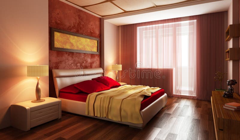 Exklusives Schlafzimmer Des Modernen Entwurfs Mit Vogelperspektive