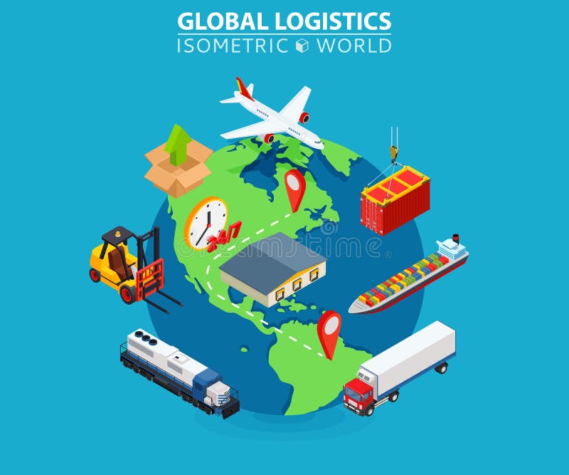 Modernes Design der globalen der Logistikfrachtlieferung flachen isometrischen Kunst des Pixels 3d lizenzfreie abbildung Modernes Design der globalen der Logistikfrachtlieferung flachen isometrischen Kunst des Pixels 3d lizenzfreie abbildung