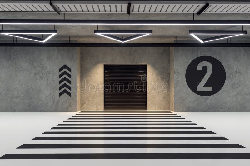 Modernes Design im Loft-Stil Bautor-Interieur mit schwarzem Metall Verschlusstür 3D rendern vektor abbildung