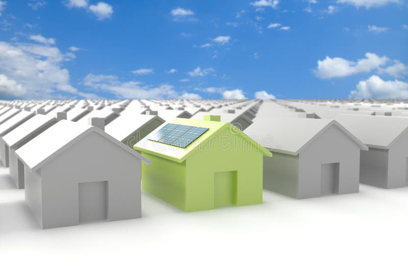 Modernes eco Haus, das heraus von der Masse steht lizenzfreie stockfotos Modernes eco Haus, das heraus von der Masse steht lizenzfreie stockfotos