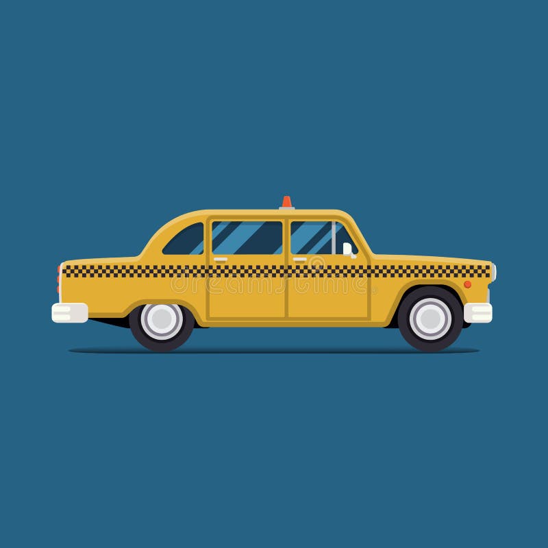 Modernes flaches Design des Vektors Gelbes Taxiauto New York Stadtservice-Transportikone stock abbildung Modernes flaches Design des Vektors Gelbes Taxiauto New York Stadtservice-Transportikone stock abbildung