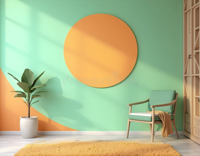 Modernes Interieur mit Pflanzen und Sessel vektor abbildung