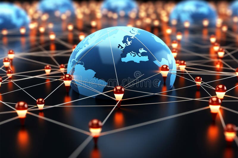 Modernes technologisches Hintergrundwissen zur Visualisierung der globalen Netzwerkverbindung stock abbildung
