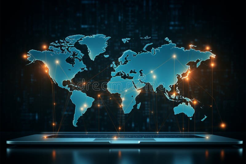 Modernes Webdesign mit einer Weltkarte, die die globale Konnektivität symbolisiert vektor abbildung