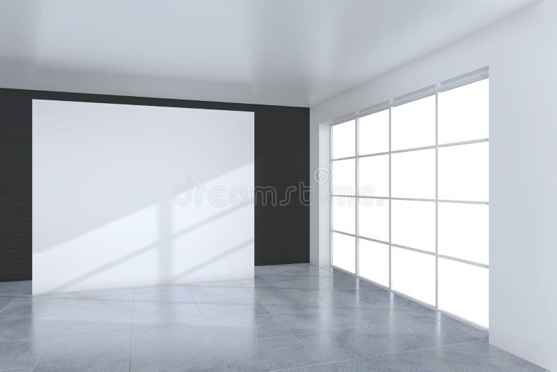 Modernes Zimmer mit leerem weißem Plakat Mock up, 3D Rendering stock abbildung