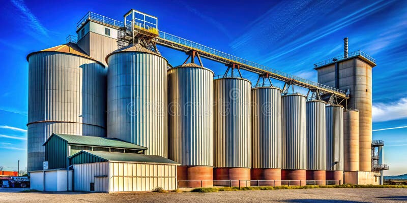 Modernizarea redezvoltării peisajului industrial al unui siloz istoric într-o fabrică cutting Edge pentru creștere viitoare vector illustration