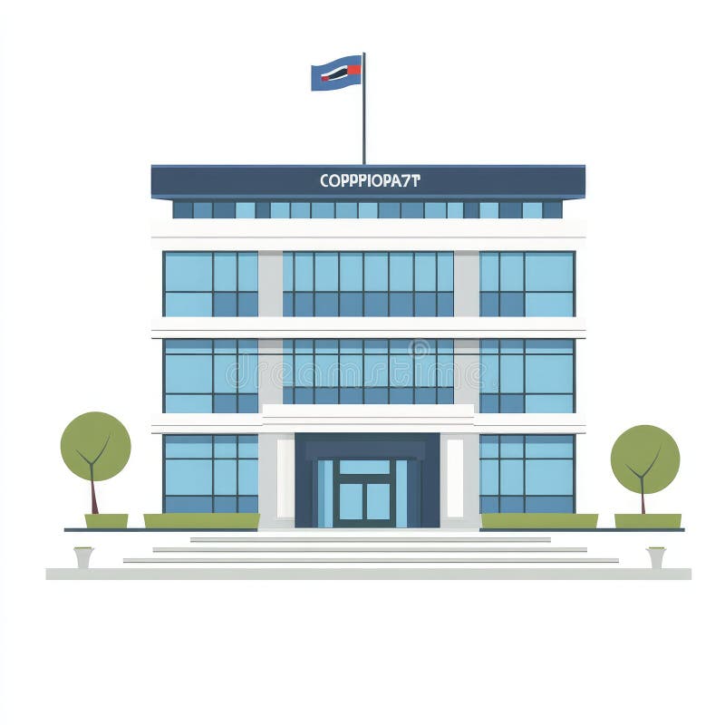 Moderno edificio de oficinas Diseño limpio exterior con ventanas azules libre illustration