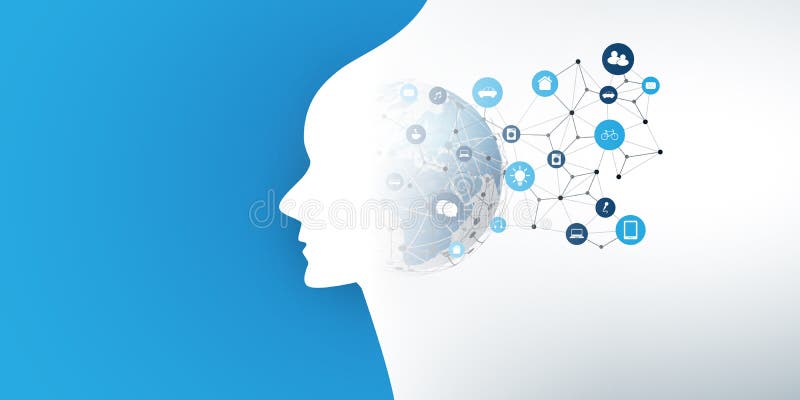 Moderno estilo futurista máquina aprendizaje inteligencia artificial computación en nube y diseño de redes iot libre illustration