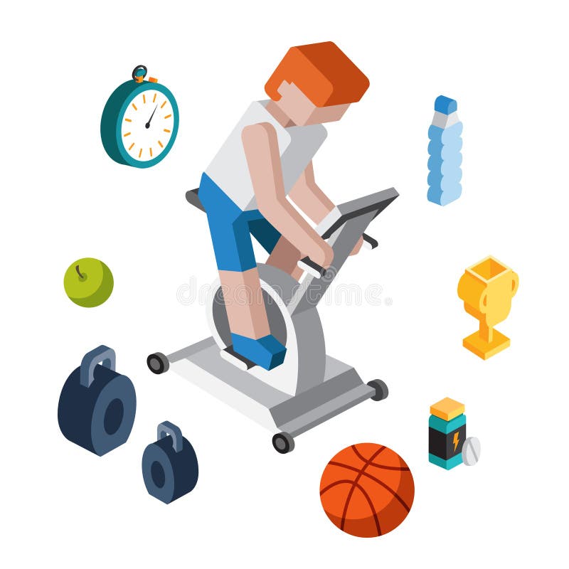 Moderno isometrico piano 3d di allenamento di esercizio di sport illustrazione vettoriale Moderno isometrico piano 3d di allenamento di esercizio di sport illustrazione vettoriale